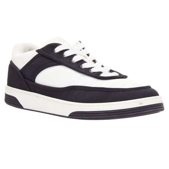 Chanel CC Logo Fabric Minimal Lace Up Sneakers - Picture 2 of 6